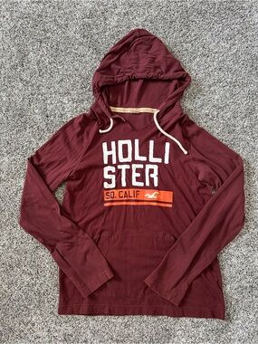 Hollister Men’s Maroon Hooded Pullover Sweatshirt